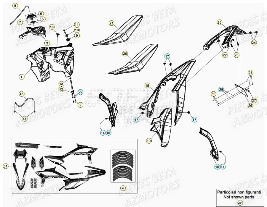 KIT AUTOCOLLANTS - KIT RR RACING MY20 BETA pour CARENAGE ARRIERE de RR 125 RACING 2T 20