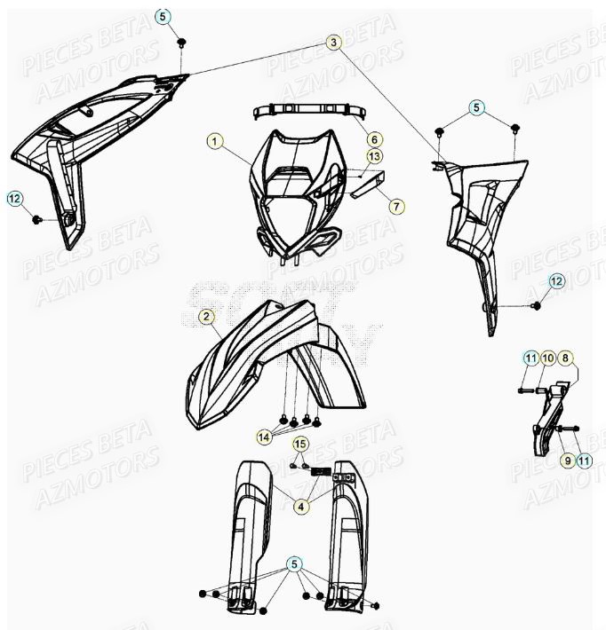Carenage Avant BETA Pièces RR 125 RACING 2T - 2020