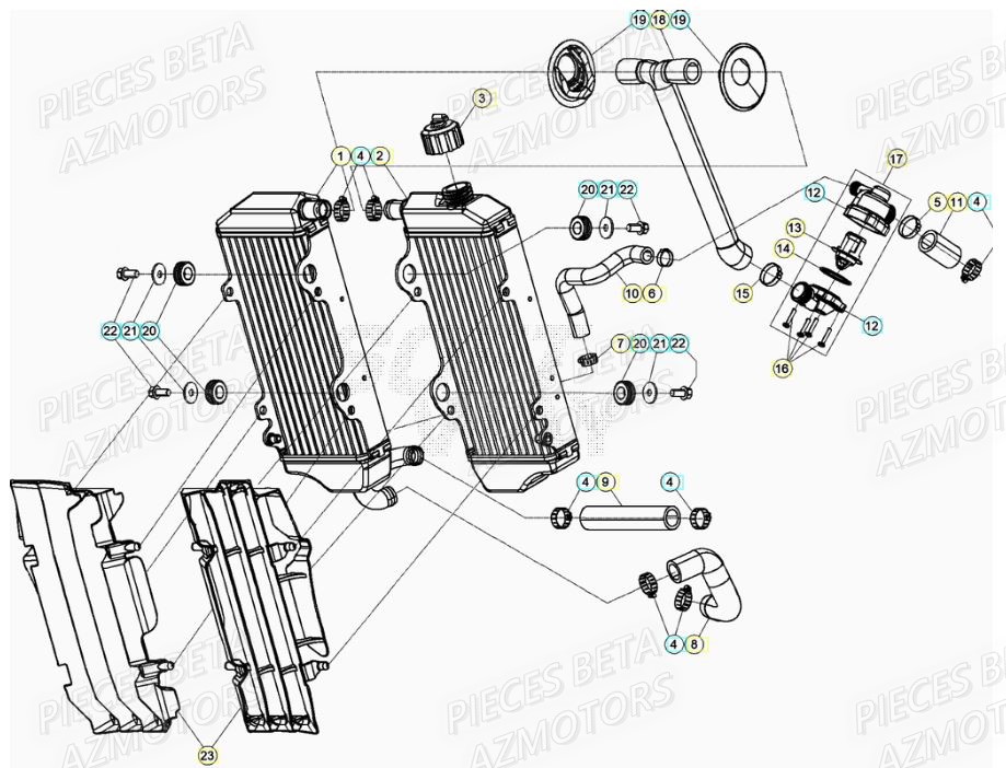 Radiateur BETA Pièces RR 125 RACING 2T - 2020