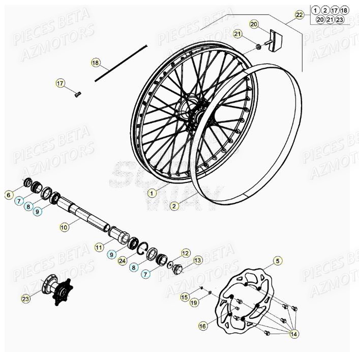 ROUE AVANT pour RR 125 RACING 2T 20