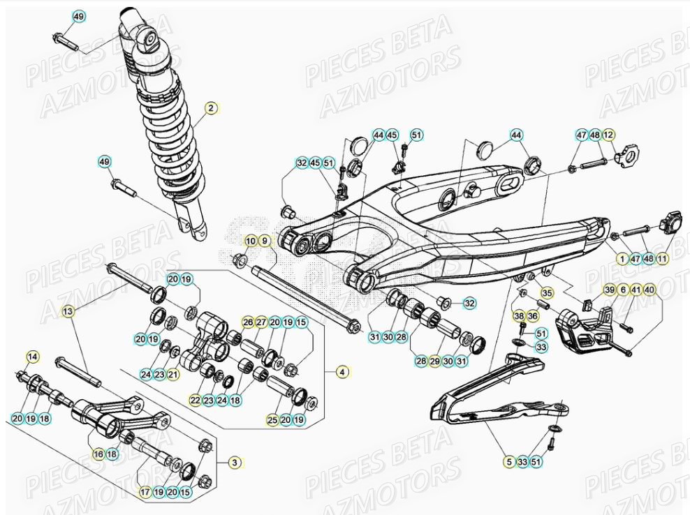 Suspension Arriere BETA Pièces RR 125 RACING 2T - 2020