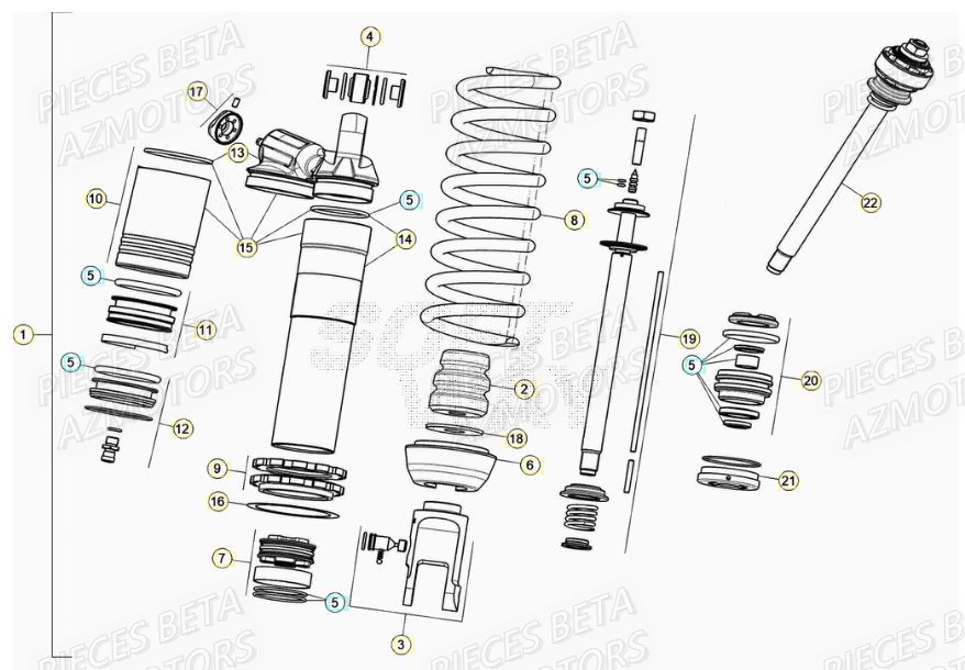 RESSORT K 4,8 N/MM BETA pour AMORTISSEUR de RR 125 RACING 2T 21