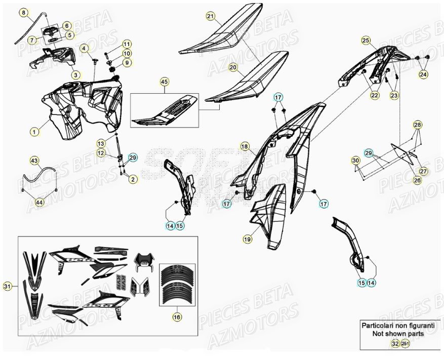 KIT AUTOCOLLANTS RR RACING MY21 BETA pour CARENAGE ARRIERE de RR 125 RACING 2T 21