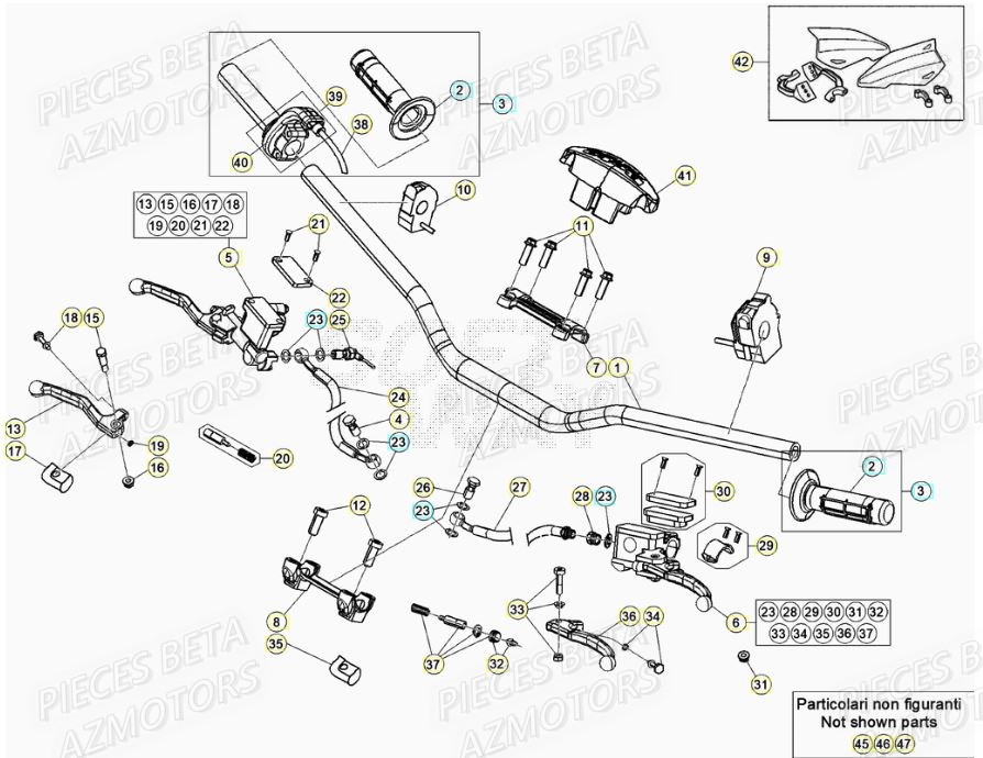 JEU PROTEGE-MAINS RR -BLANC- pour GUIDON de RR 125 RACING 2T 21