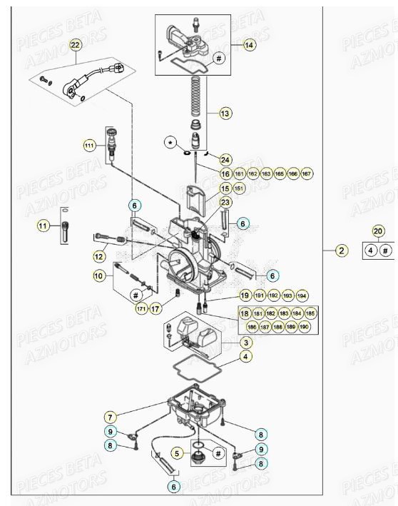 Carburateur BETA Pièces RR 125 RACING 2T - 2022