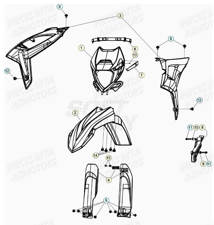 Carenage Avant BETA Pièces RR 125 RACING 2T - 2022