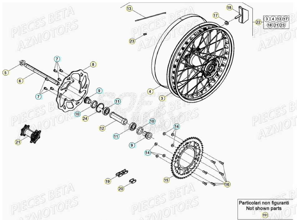 Roue Arriere BETA Pièces RR 125 RACING 2T - 2022