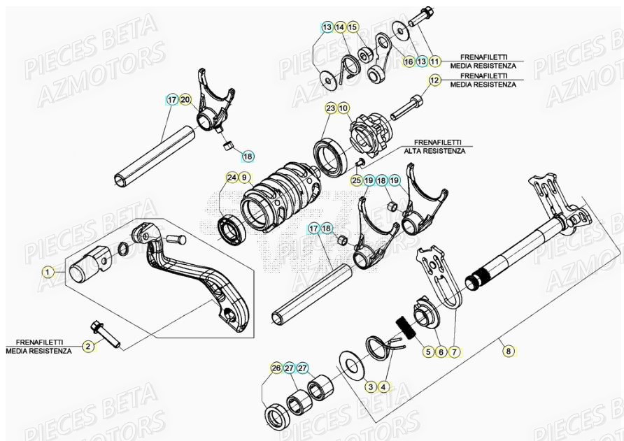 SELECTEUR DE VITESSES BETA RR 125 RACING 2T 22