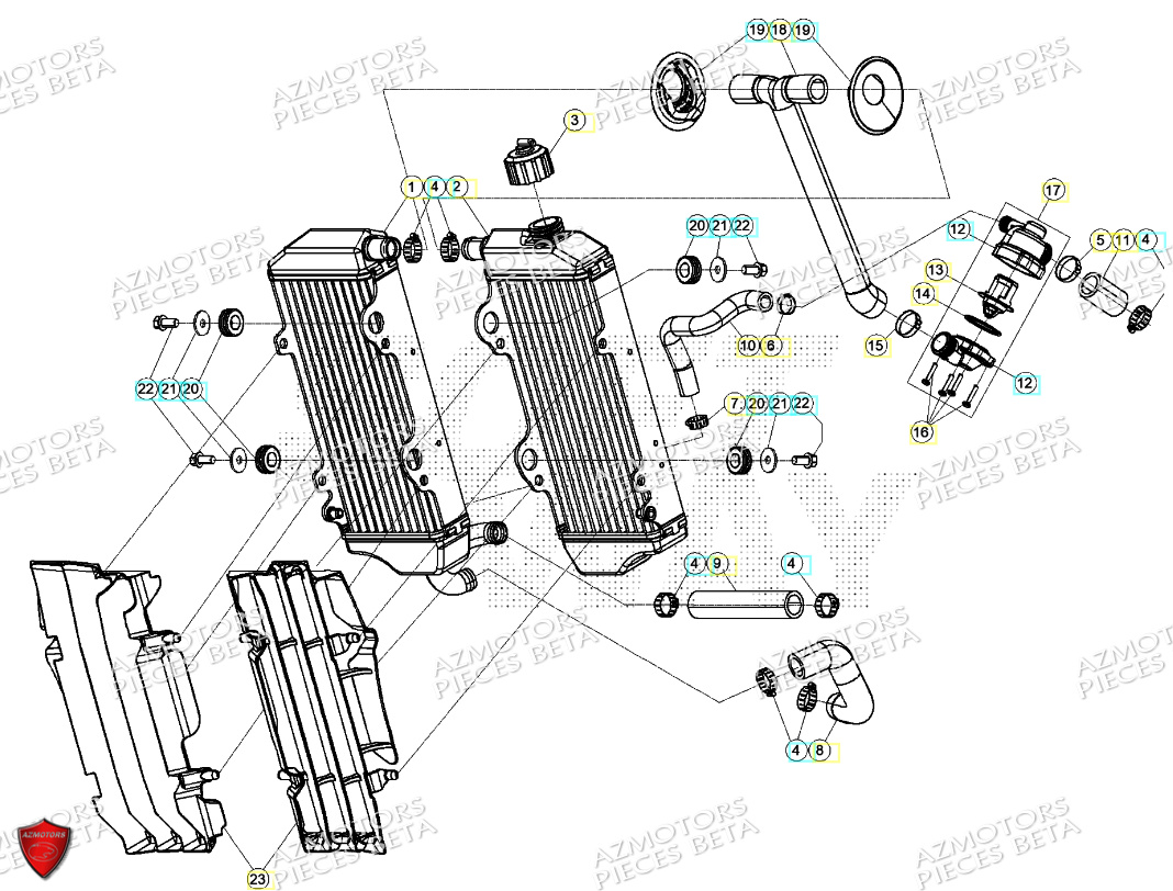 Radiateur BETA Pièces Beta RR 125 2T RACING - 2024