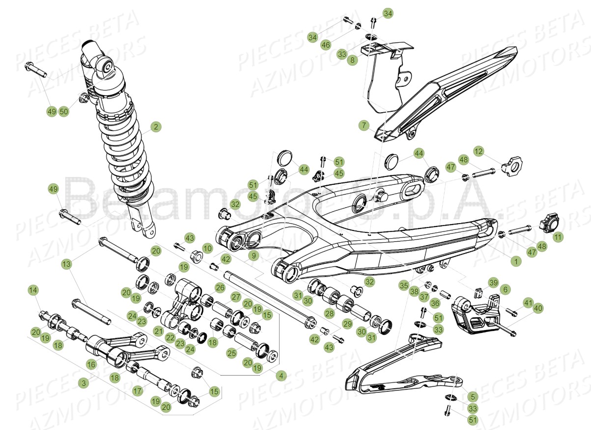 Bras Oscillant Amortisseur Arriere BETA Pieces Beta RR 200 2T - 2019
