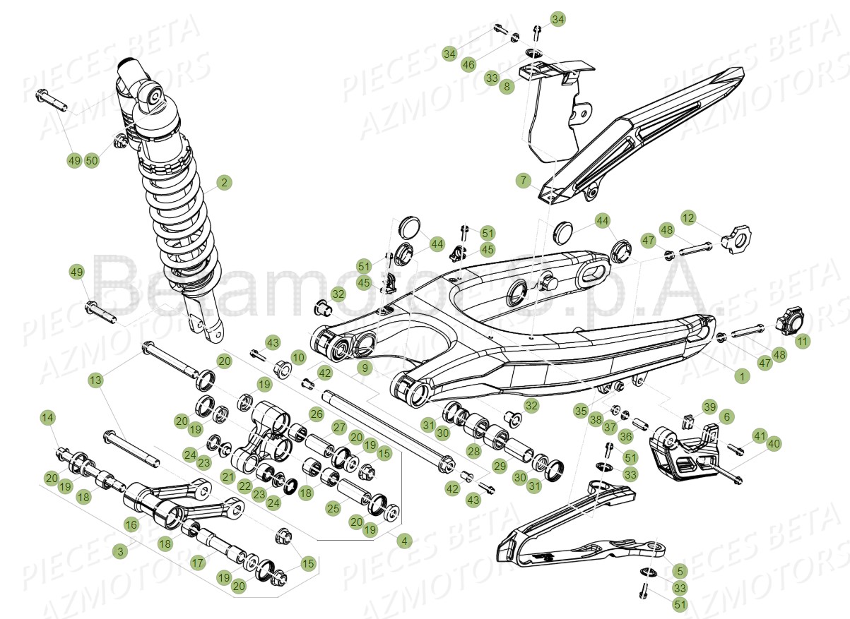 BRAS OSCILLANT-AMORTISSEUR ARRIERE pour RR 200 2T 2019