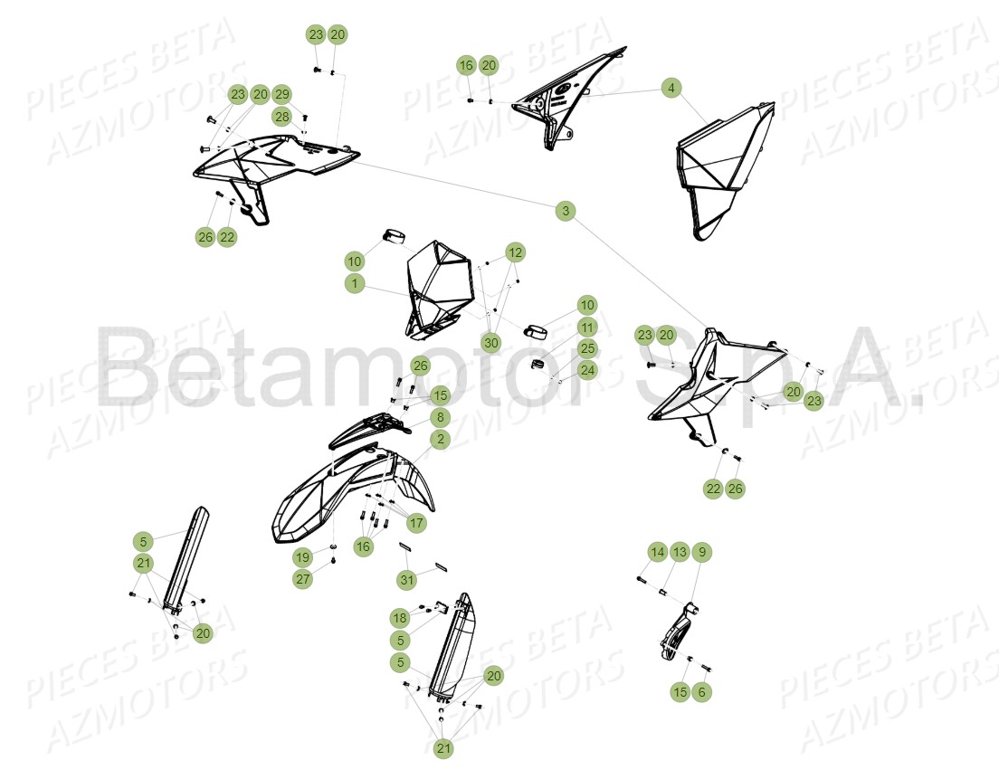 Carenages Avant BETA Pieces Beta RR 200 2T - 2019
