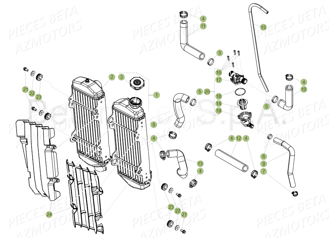 Radiateur BETA Pieces Beta RR 200 2T - 2019