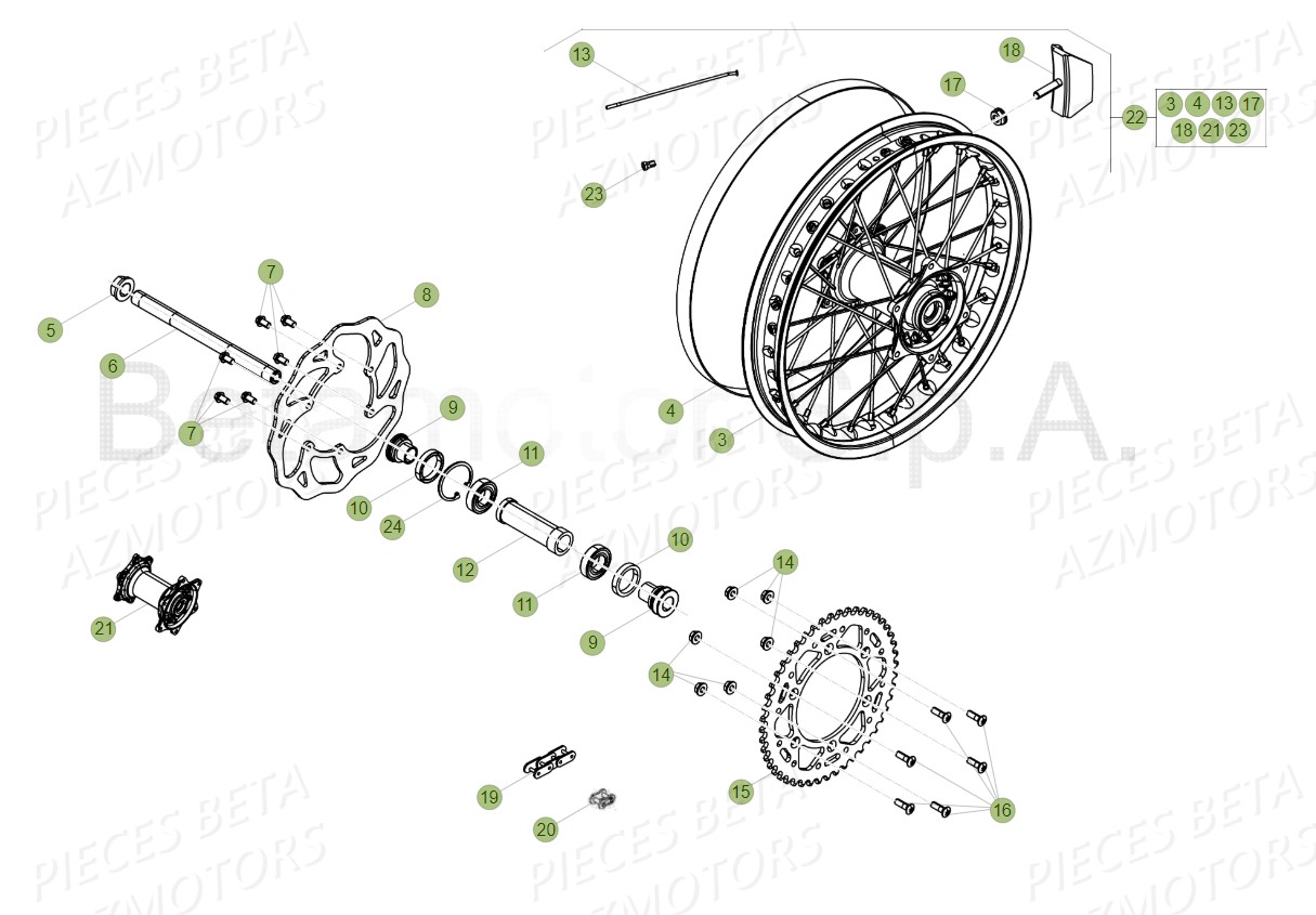 Roue Arriere BETA Pieces Beta RR 200 2T - 2019