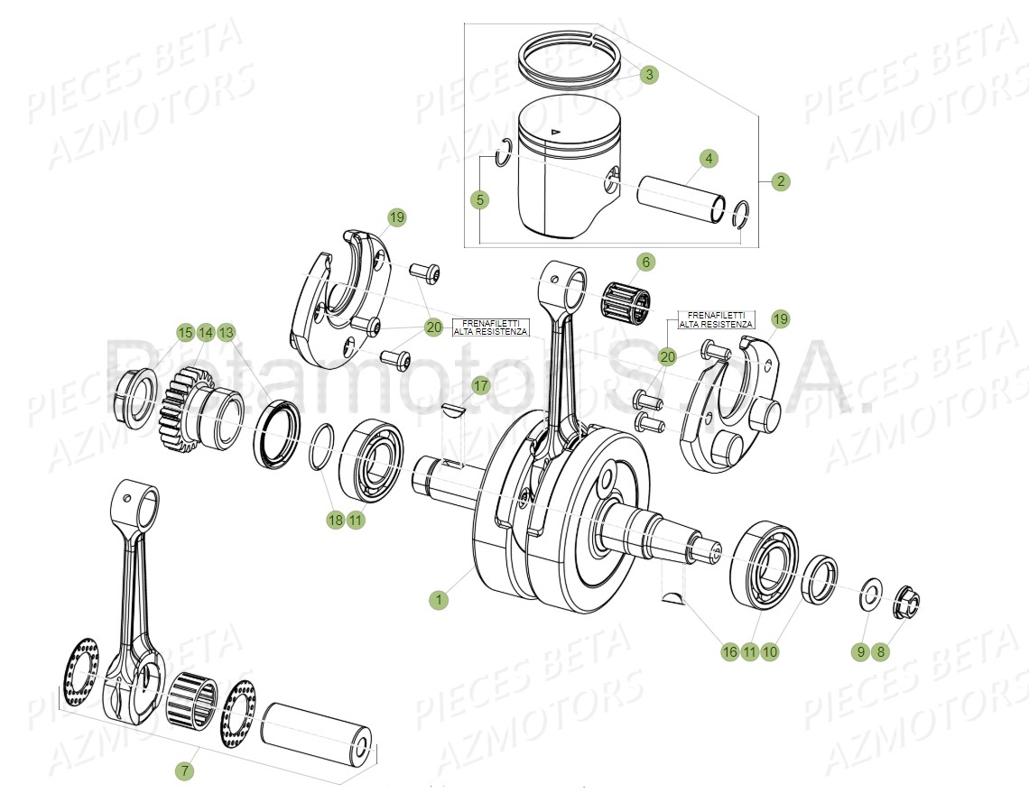 Vilebrequin Piston Contre Arbre BETA Pieces Beta RR 200 2T - 2019
