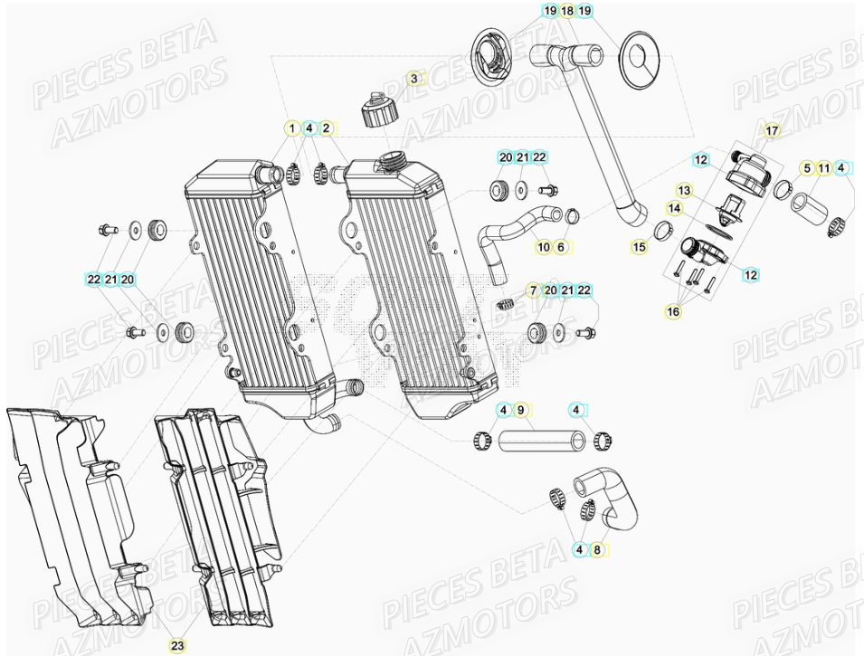 Radiateur BETA Pieces Beta RR 200 2T - 2020