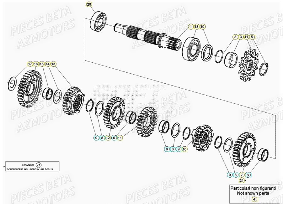 PIGNON DE TRANSMISSION SECONDA IRE BETA pour TRANSMISSION de RR 200 2T 2020