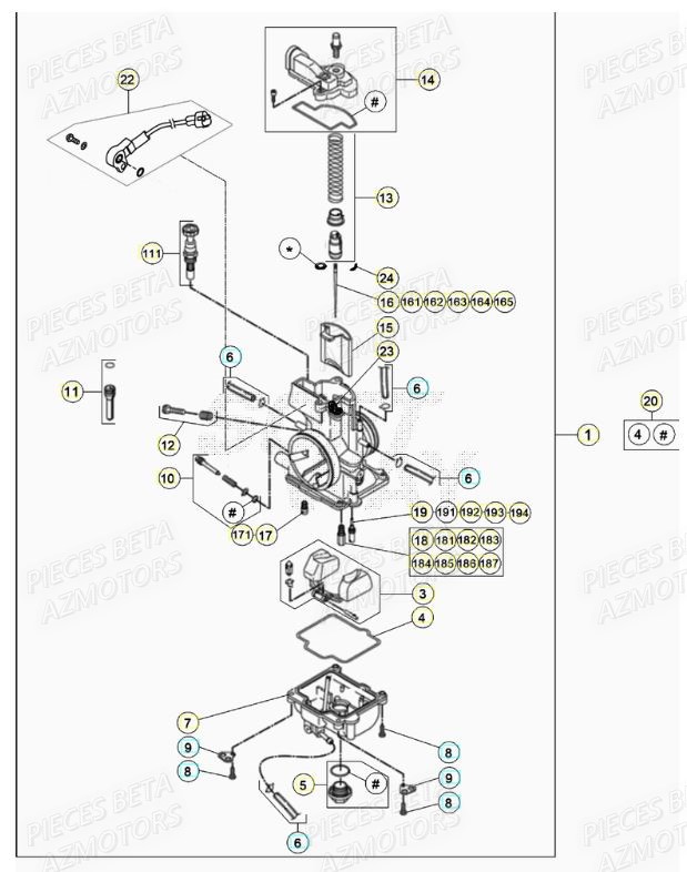 Carburateur BETA Pieces Beta RR 200 2T - 2021