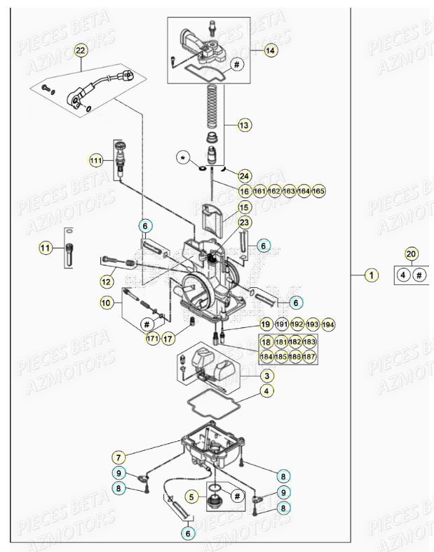 Carburateur BETA Pieces Beta RR 200 2T - 2021