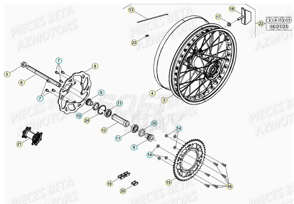 Roue Arriere BETA Pieces Beta RR 200 2T - 2021