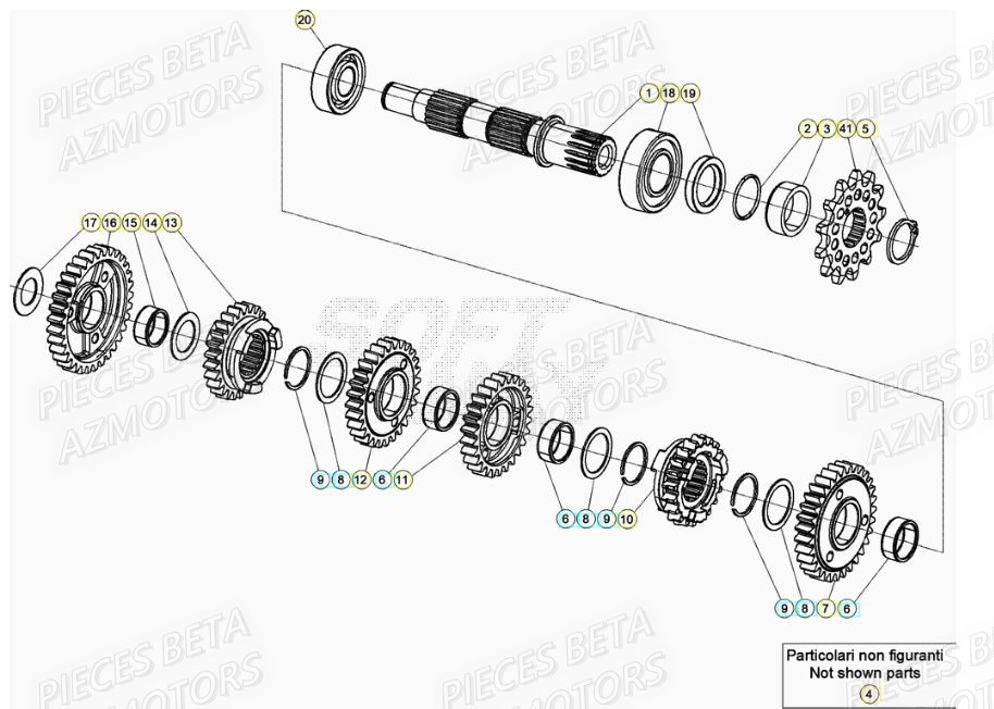 PIGNON DE TRANSMISSION SECONDA IRE BETA pour TRANSMISSION de RR 200 2T 2021