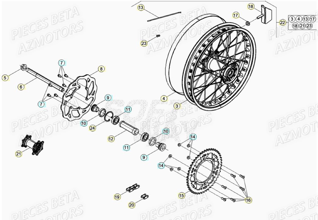Roue Arriere BETA Pieces Beta RR 200 2T - 2022
