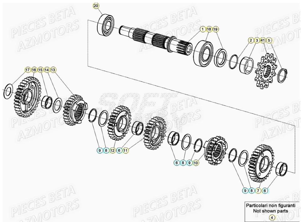 PIGNON DE TRANSMISSION SECONDA IRE BETA pour TRANSMISSION de RR 200 2T 2022