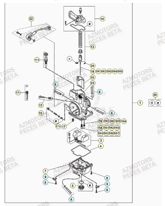 Carburateur BETA Pieces Beta RR 200 2T - 2023