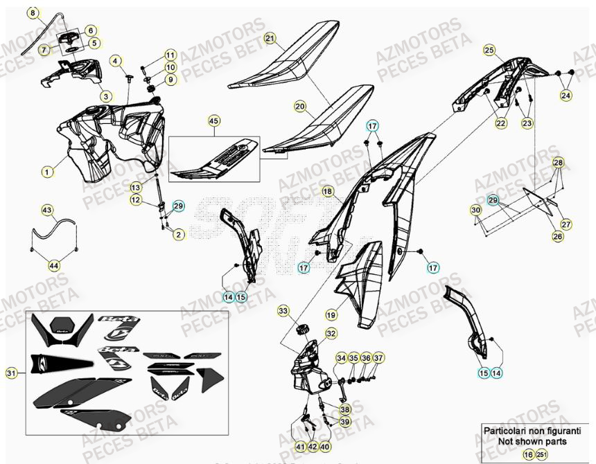 Carenage Arriere BETA Pieces Beta RR 200 2T - 2023
