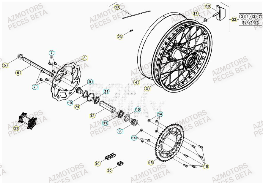 Roue Arriere BETA Pieces Beta RR 200 2T - 2023