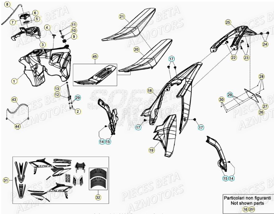 KIT AUTOCOLLANTS RR RACING MY21 BETA pour CARENAGE ARRIERE de RR 200 RACING 2T 21