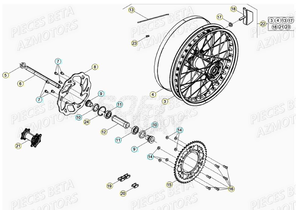 COURONNE Z.49 BETA pour ROUE ARRIERE de RR 200 RACING 2T 21