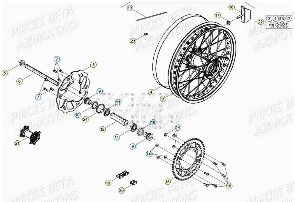COURONNE Z.49 BETA pour ROUE ARRIERE de RR 200 RACING 2T 22