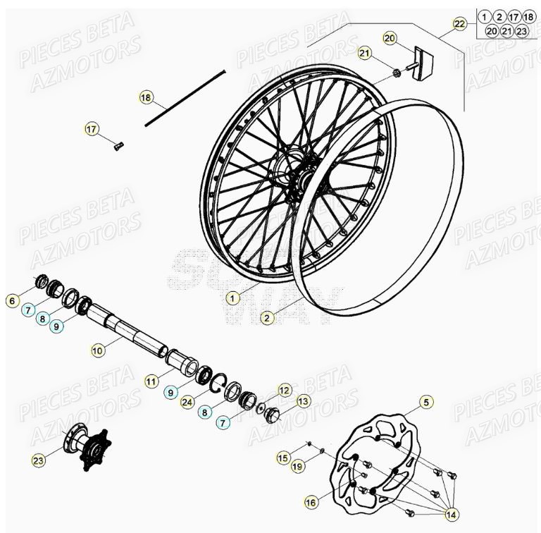 ROUE_AVANT BETA Pièces Beta RR 200 RACING 2T - 2022