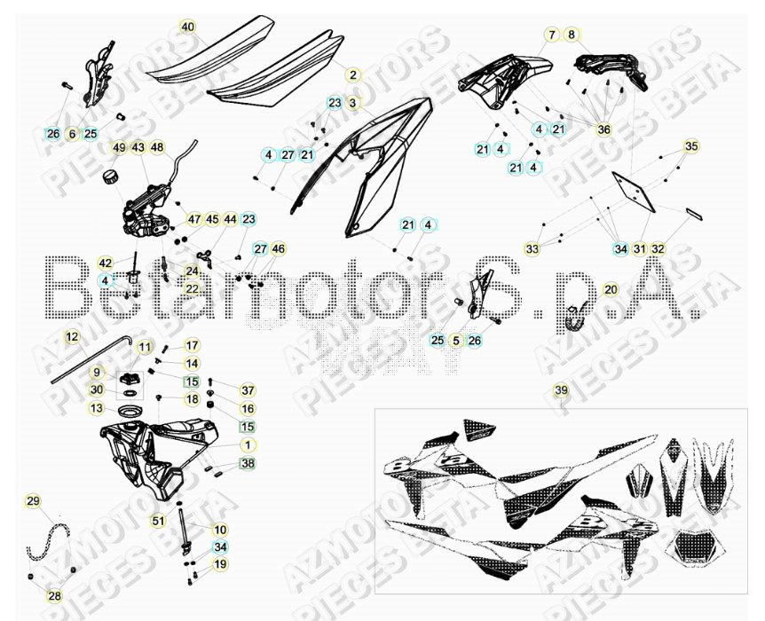 Carenages Arriere BETA Pieces BETA RR 2T 250 - (2018)