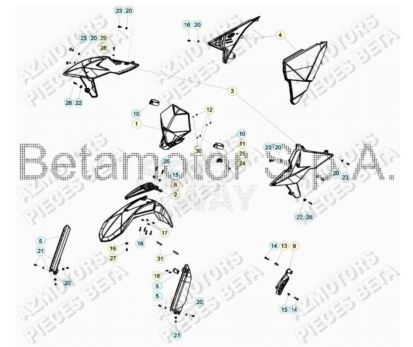 Carenages Avant BETA Pieces BETA RR 2T 250 - (2018)