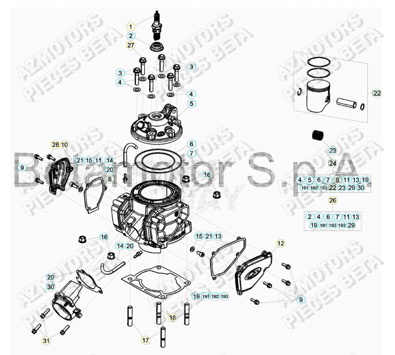 Cylindre BETA Pieces BETA RR 2T 250 - (2018)