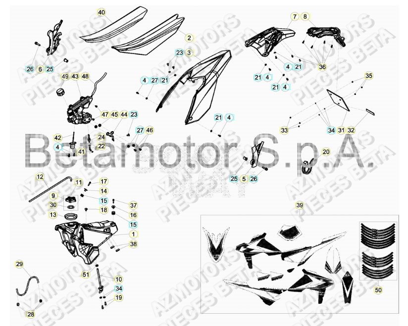 Carenages Arriere BETA Pieces BETA RR 2T 250 - (2019)