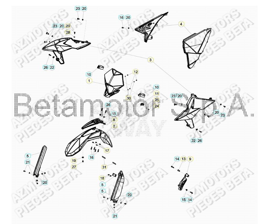 Carenages Avant BETA Pieces BETA RR 2T 250 - (2019)