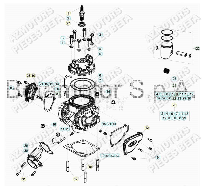 Cylindre BETA Pieces BETA RR 2T 250 - (2019)