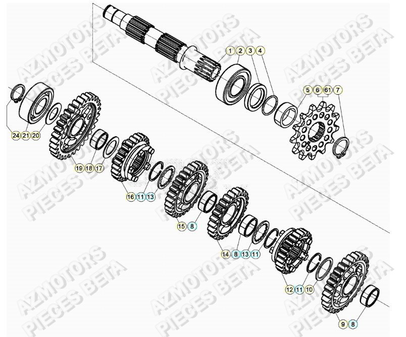 PIGNON DE TRANSMISSION SECONDA IRE BETA pour TRANSMISSION de RR 250 2T MY19