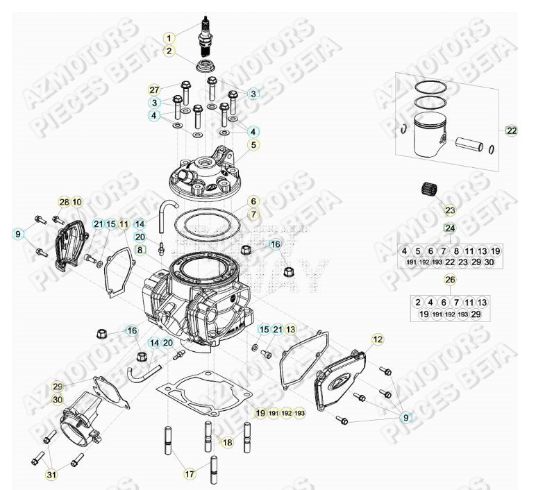 CYLINDRE BETA Pieces BETA RR 2T 250 - (2020)