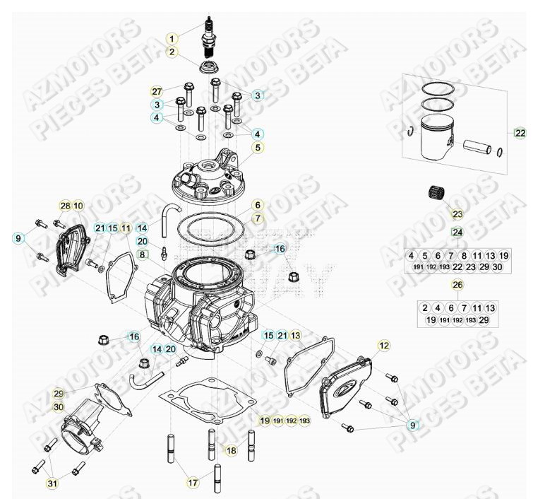 Cylindre BETA Pieces BETA RR 2T 250 - (2020)