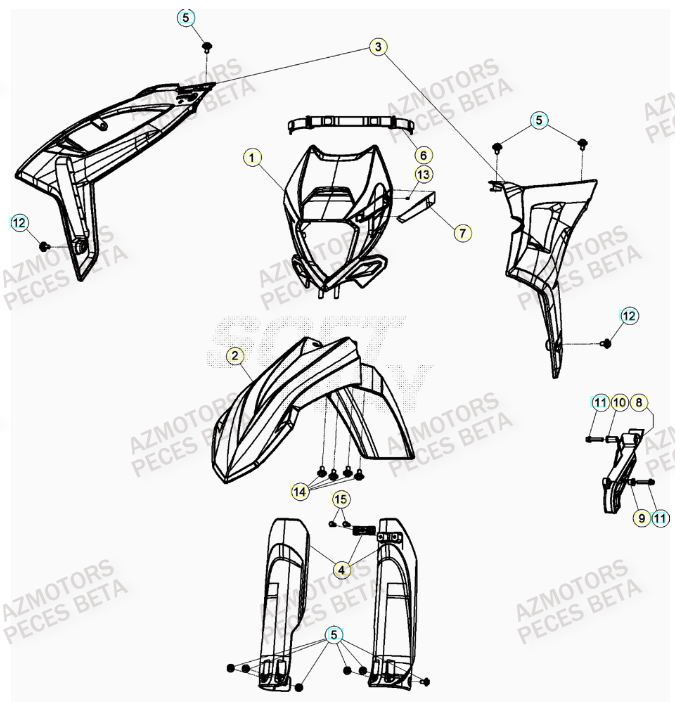 Carenage Avant BETA Pieces BETA RR 2T 250 - (2021)