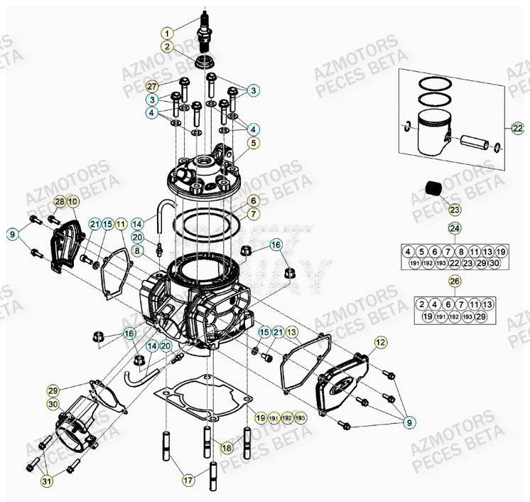 Cylindre BETA Pieces BETA RR 2T 250 - (2021)