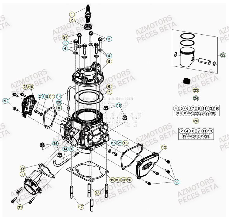 Cylindre BETA Pieces BETA RR 2T 250 - (2022)