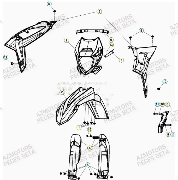 Carenage Avant BETA Pieces BETA RR 2T 250 - (2023)