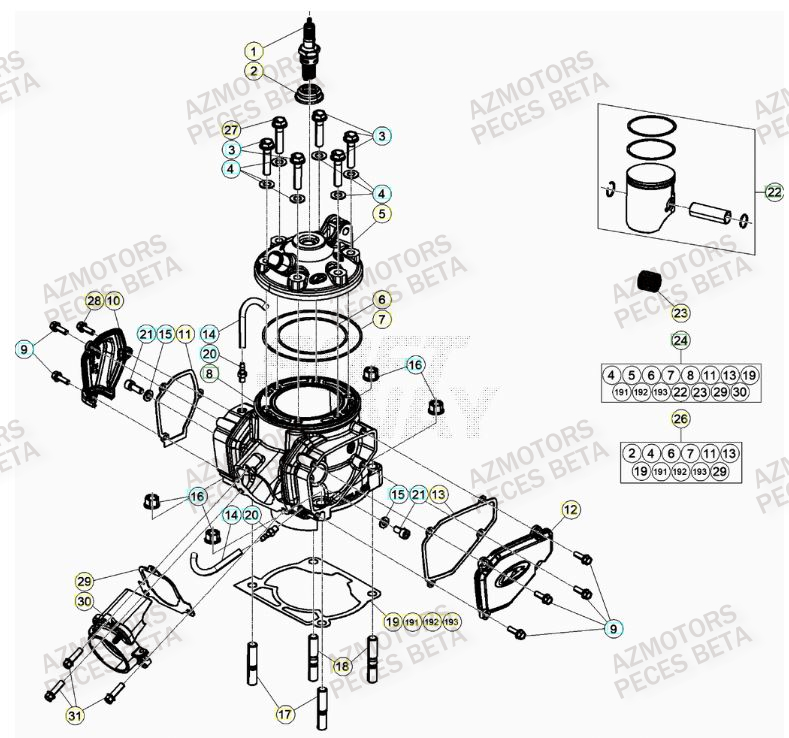 CYLINDRE BETA Pieces BETA RR 2T 250 - (2023)