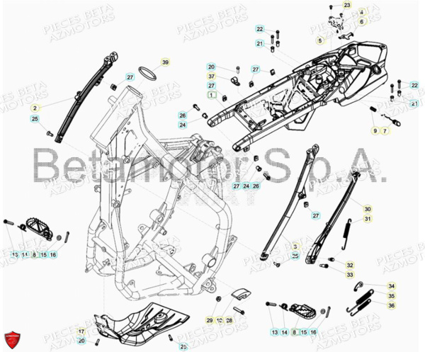 REPOSE-PIEDS BETA pour ACCESSOIRES DU CHASSIS de RR 250 2T RACING MY18