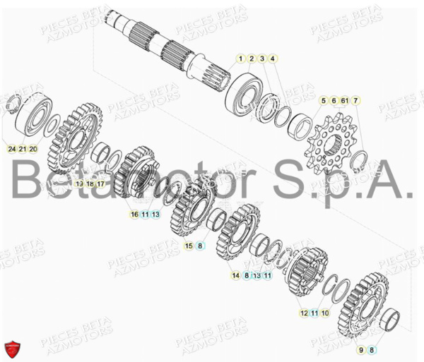 PIGNON DE TRANSMISSION SECONDA IRE BETA pour BOITE A VITESSES II de RR 250 2T RACING MY18